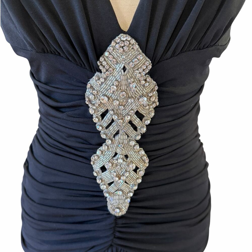Vintage Cache Black Halter Maxi Dress with Center Embellishment - Picture 5 of 10